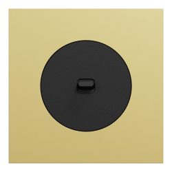Schneider Odace - va-et-vient ou poussoir à levier noir onyx - 10AX - avec plaque métal laiton - Réf : S940203-PL