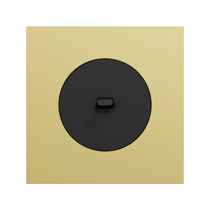 Schneider Odace - va-et-vient ou poussoir à levier noir onyx - 10AX - avec plaque métal laiton - Réf : S940203-PL