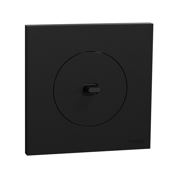 Schneider Odace - va-et-vient ou poussoir à levier avec plaque de finition - 10AX - noir onyx - Réf : S940203-P