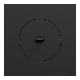 Schneider Odace - va-et-vient ou poussoir à levier avec plaque de finition - 10AX - noir onyx - Réf : S940203-P