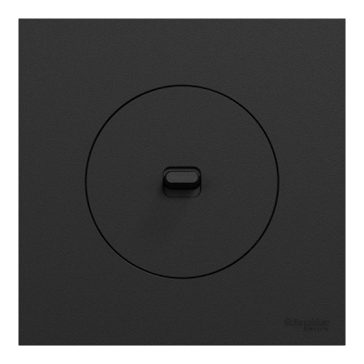 Schneider Odace - va-et-vient ou poussoir à levier avec plaque de finition - 10AX - noir onyx - Réf : S940203-P