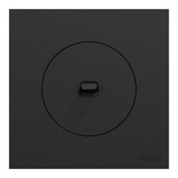 Schneider Odace - va-et-vient ou poussoir à levier avec plaque de finition - 10AX - noir onyx - Réf : S940203-P