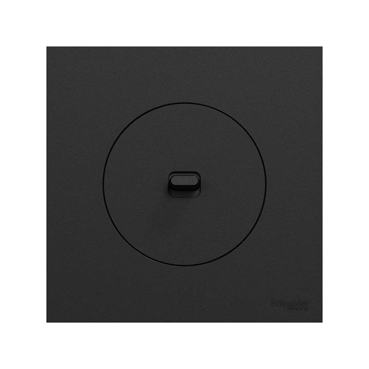 Schneider Odace - va-et-vient ou poussoir à levier avec plaque de finition - 10AX - noir onyx - Réf : S940203-P