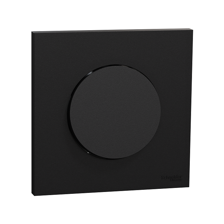 Schneider Odace - va-et-vient ou poussoir avec plaque de finition - 10AX - noir onyx - Réf : S940204-P