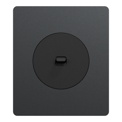 Schneider Odace - va-et-vient ou poussoir à levier noir onyx - 10AX - avec plaque perle noire Architecte - Réf : S940203-PA2