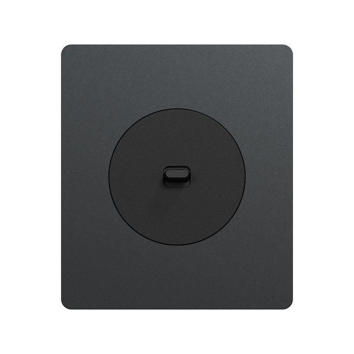 Schneider Odace - va-et-vient ou poussoir à levier noir onyx - 10AX - avec plaque perle noire Architecte - Réf : S940203-PA2