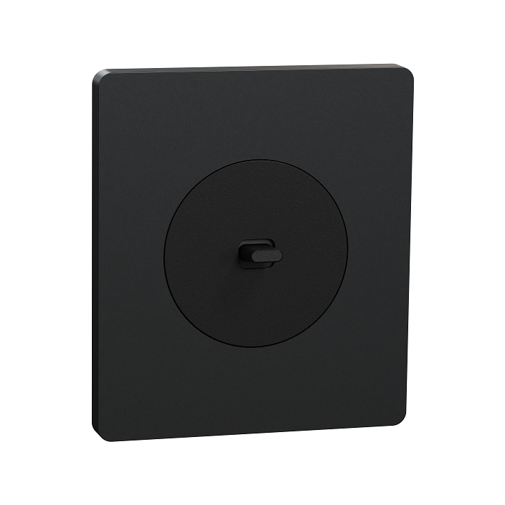 Schneider Odace - va-et-vient ou poussoir à levier noir onyx - 10AX - avec plaque perle noire Architecte - Réf : S940203-PA2