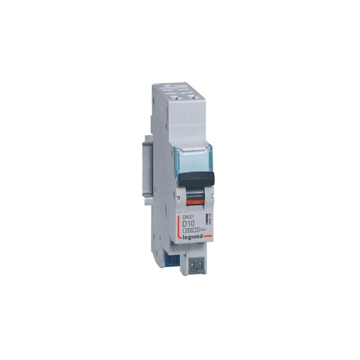 Legrand - Disjoncteur Phase+Neutre DNX³4500 6kA arrivée et sortie borne automatique - 1P+N 230V~ 10A courbe D - Réf : 406808