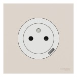 Schneider Odace - prise 2P+T affleurante + chargeur USB-C 18W blanc craie avec plaque de finition beige sable - Réf : S920042-PB