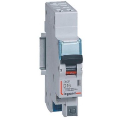 Legrand - Disjoncteur Phase+Neutre DNX³4500 6kA arrivée et sortie borne automatique - 1P+N 230V~ 16A courbe D - Réf : 406809