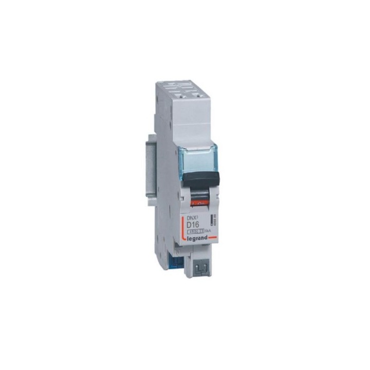 Legrand - Disjoncteur Phase+Neutre DNX³4500 6kA arrivée et sortie borne automatique - 1P+N 230V~ 16A courbe D - Réf : 406809