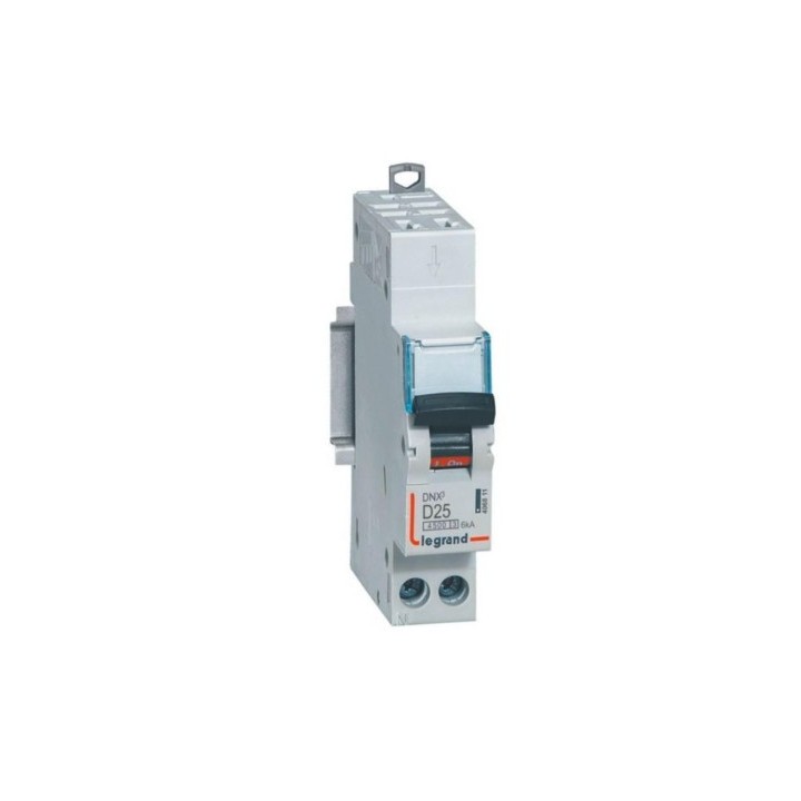 Legrand - Disjoncteur Phase+Neutre DNX³4500 6kA arrivée et sortie borne automatique - 1P+N 230V~ 25A courbe D - Réf : 406811
