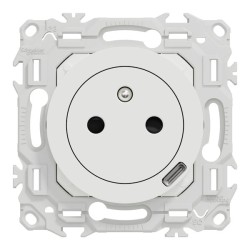 Schneider Odace - prise 2P+T affleurante + chargeur USB-C 18W Power Delivery - blanc craie - Réf : S920042