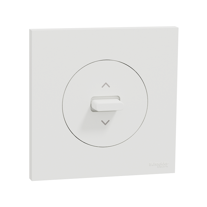 Schneider Odace - inter ou poussoir volet roulant 3 positions à levier avec plaque de finition blanc craie - Réf : S920208-P