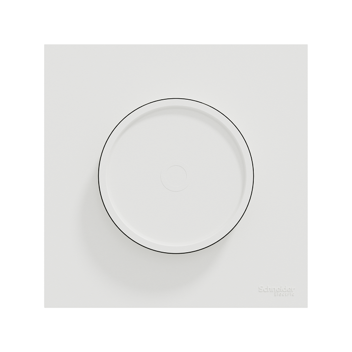 Schneider Odace - variateur de lumière universel 2 ou 3 fils - rotatif avec plaque de finition blanc craie - Réf : S920519-P