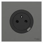 Schneider Odace - prise 2P+T affleurante + chargeur USB-C 18W avec plaque de finition - gris basalte - Réf : S940042-PGB