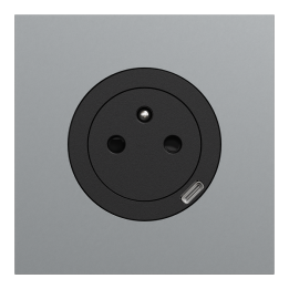 Schneider Odace - prise 2P+T affleurante + chargeur USB-C 18W noir - avec plaque de finition métal titane - Réf : S940042-PMT