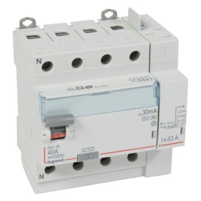 Legrand - Interrupteur diff DX³-ID arrivée haut à vis et départ haut auto - 4P 400V~ 40A typeF 30mA - 5 modules - Réf : 411658