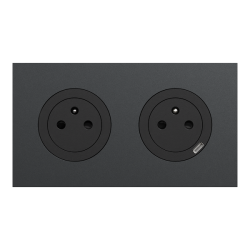 Schneider Odace - 2 prises 2P+T affleurantes + 1 chargeur USB-C noir onyx avec plaque de finition perle noire - Réf : S940052-42