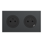 Schneider Odace - 2 prises 2P+T affleurantes + 1 chargeur USB-C noir onyx avec plaque de finition perle noire - Réf : S940052-42