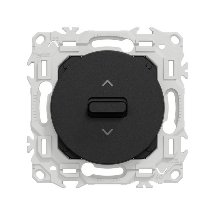 Schneider Odace - inter ou poussoir volet roulant 3 positions à levier avec plaque de finition noir onyx - Réf : S940208-P