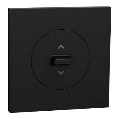 Schneider Odace - inter ou poussoir volet roulant 3 positions à levier avec plaque de finition noir onyx - Réf : S940208-P