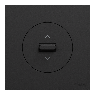 Schneider Odace - inter ou poussoir volet roulant 3 positions à levier avec plaque de finition noir onyx - Réf : S940208-P