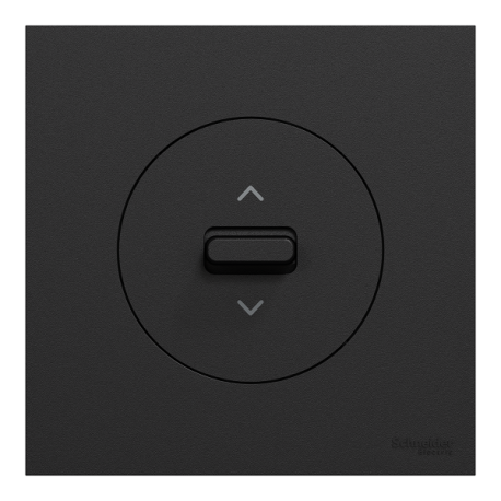 Schneider Odace - inter ou poussoir volet roulant 3 positions à levier avec plaque de finition noir onyx - Réf : S940208-P