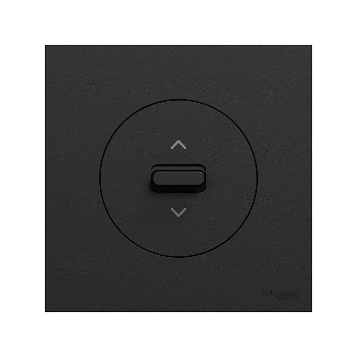 Schneider Odace - inter ou poussoir volet roulant 3 positions à levier avec plaque de finition noir onyx - Réf : S940208-P