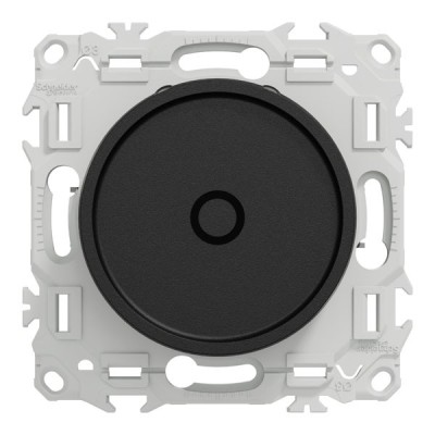 Schneider Odace - variateur de lumière universel 2 ou 3 fils rotatif avec plaque de finition noir onyx - Réf : S940519-P