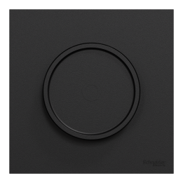 Schneider Odace - variateur de lumière universel 2 ou 3 fils rotatif avec plaque de finition noir onyx - Réf : S940519-P