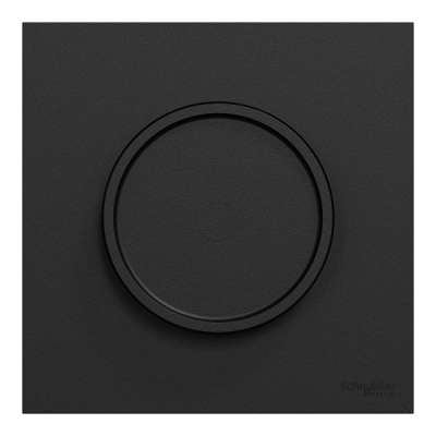 Schneider Odace - variateur de lumière universel 2 ou 3 fils rotatif avec plaque de finition noir onyx - Réf : S940519-P