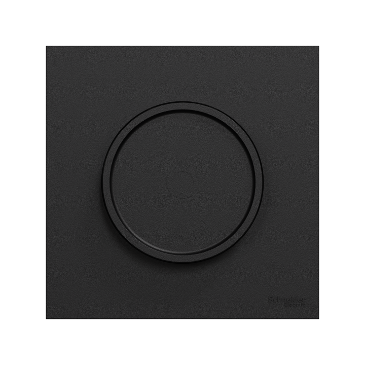Schneider Odace - variateur de lumière universel 2 ou 3 fils rotatif avec plaque de finition noir onyx - Réf : S940519-P