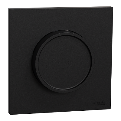 Schneider Odace - variateur de lumière universel 2 ou 3 fils rotatif avec plaque de finition noir onyx - Réf : S940519-P