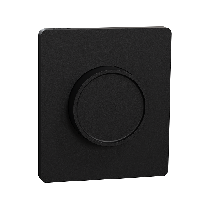 Schneider Odace - variateur de lumière universel 2 ou 3 fils - rotatif - noir onyx avec sa plaque Architecte - Réf : S940519-PA