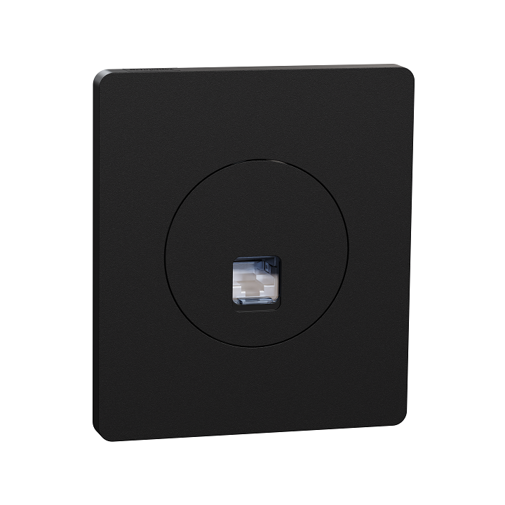 Schneider Odace - prise RJ45 - Cat6A STP grade 3TV - noir onyx avec plaque de finition Architecte - Réf : S940477-PA