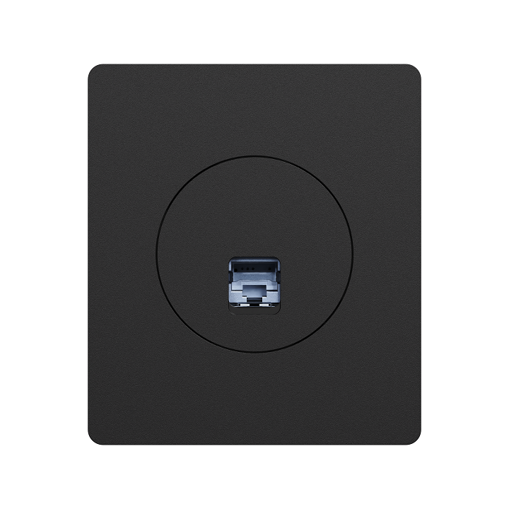 Schneider Odace - prise RJ45 - Cat6A STP grade 3TV - noir onyx avec plaque de finition Architecte - Réf : S940477-PA