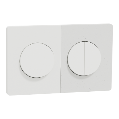 Schneider Odace - va-et-vient ou poussoir + double poussoir - 10AX - avec plaques de finition blanc + béton - Réf : S920204-14