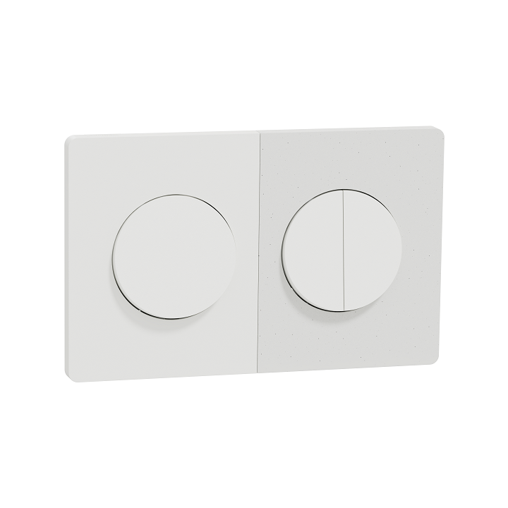 Schneider Odace - va-et-vient ou poussoir + double poussoir - 10AX - avec plaques de finition blanc + béton - Réf : S920204-14