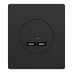 Schneider Odace - chargeur double USB type C+C - 21W Power Delivery - noir onyx avec sa plaque Architecte - Réf : S940401-PA