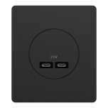 Schneider Odace - chargeur double USB type C+C - 21W Power Delivery - noir onyx avec sa plaque Architecte - Réf : S940401-PA