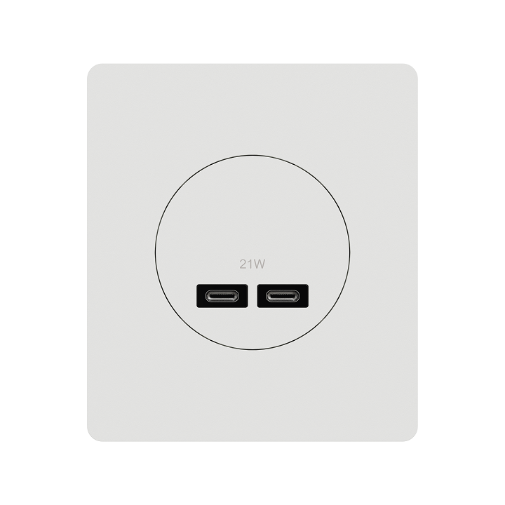 Schneider Odace - chargeur double USB type C+C - 21W avec plaque de finition Architecte blanc craie  - Réf : S920401-PA