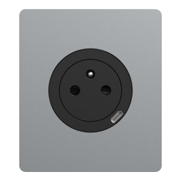 Schneider Odace - prise 2P+T affleurante + chargeur USB-C 18W noir avec plaque de finition Architecte titane - Réf: S940042-PAT