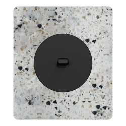 Schneider Odace - va-et-vient ou poussoir à levier noir onyx - 10AX - avec plaque Architecte Terrazo - Réf : S940203-PA