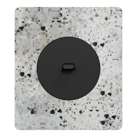 Schneider Odace - va-et-vient ou poussoir à levier noir onyx - 10AX - avec plaque Architecte Terrazo - Réf : S940203-PA