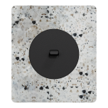 Schneider Odace - va-et-vient ou poussoir à levier noir onyx - 10AX - avec plaque Architecte Terrazo - Réf : S940203-PA
