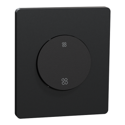 Schneider Odace - inter ou poussoir VMC 2 vitesses noir onyx - 10AX avec plaque de finition perle noire - Réf : S940233-PA
