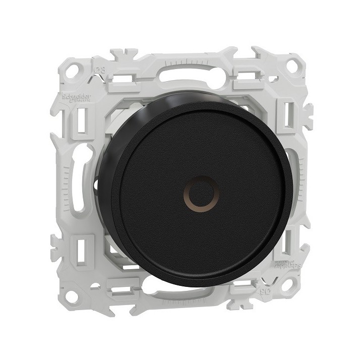 Schneider - Wiser Odace - variateur rotatif connecté 2 ou 3 fils zigbee - noir onyx - Réf : S940513