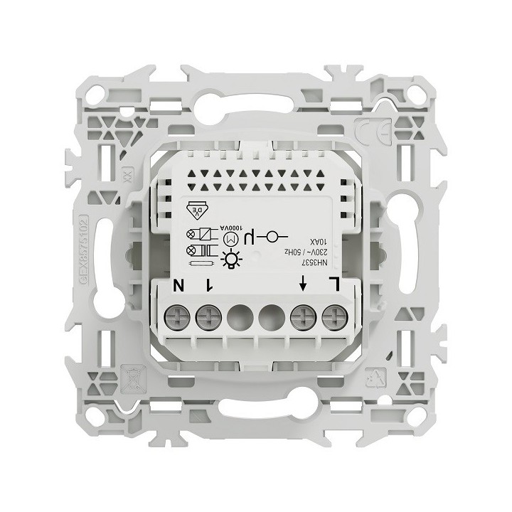 Schneider - Wiser Odace - bouton poussoir connecté 3 fils 10A zigbee - blanc craie - Réf : S920530