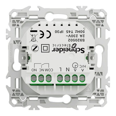 Schneider - Wiser Odace - thermostat connecté filaire 2A zigbee - blanc craie - Réf : S920502